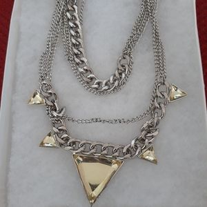 NEW Pale Yellow Necklace w/ Shiny Silver Chains